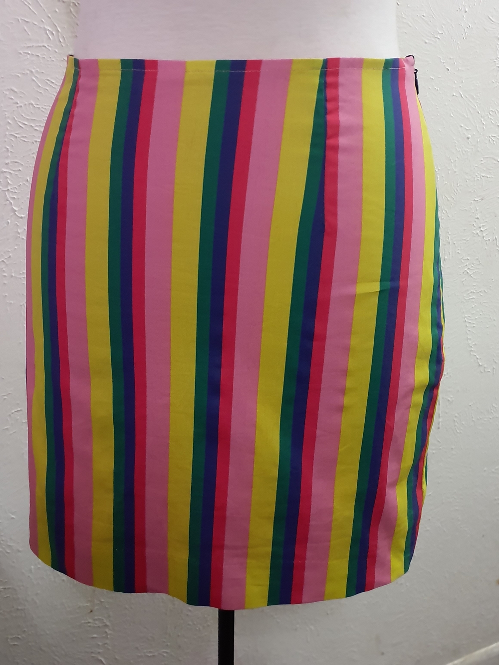STAUD Multi-Stripe Mini Skirt in Pink, Yellow, Green & Blue